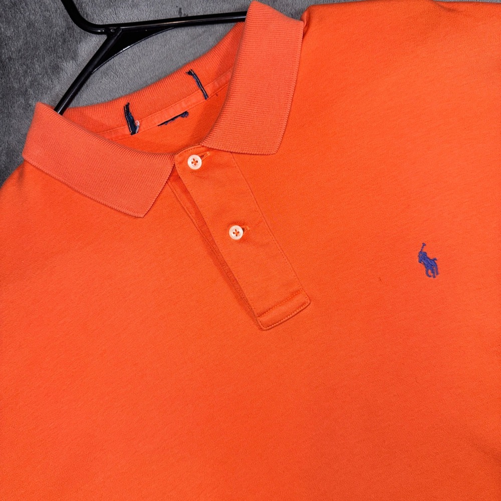 Polo Ralph Lauren Mens Orange Short Sleeve Pony Logo Polo Shirt Classic Fit